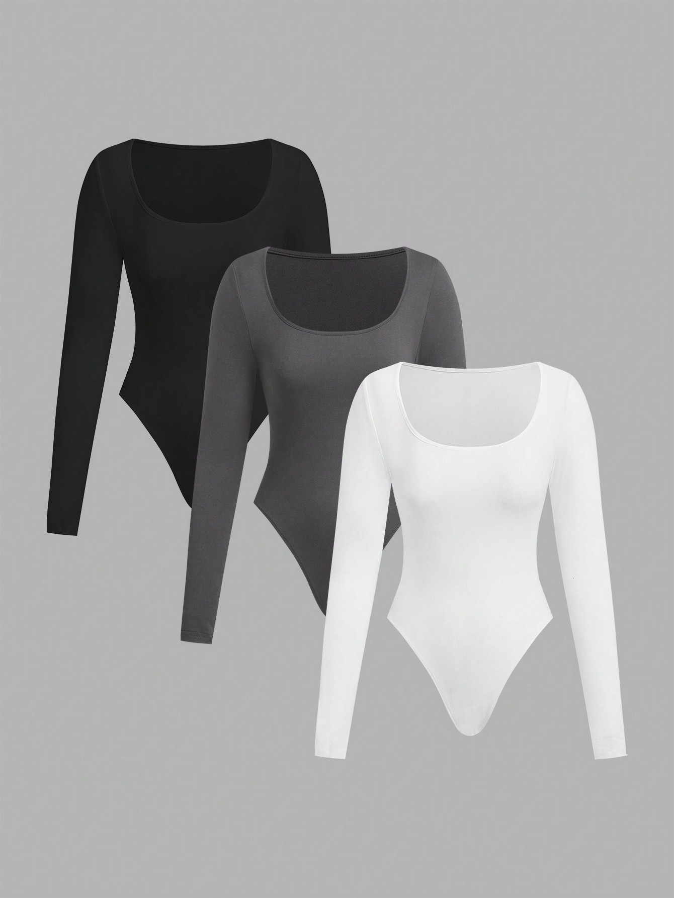 SHEIN EZwear 3-delige bodysuitset met col en lange mouwen voor dames