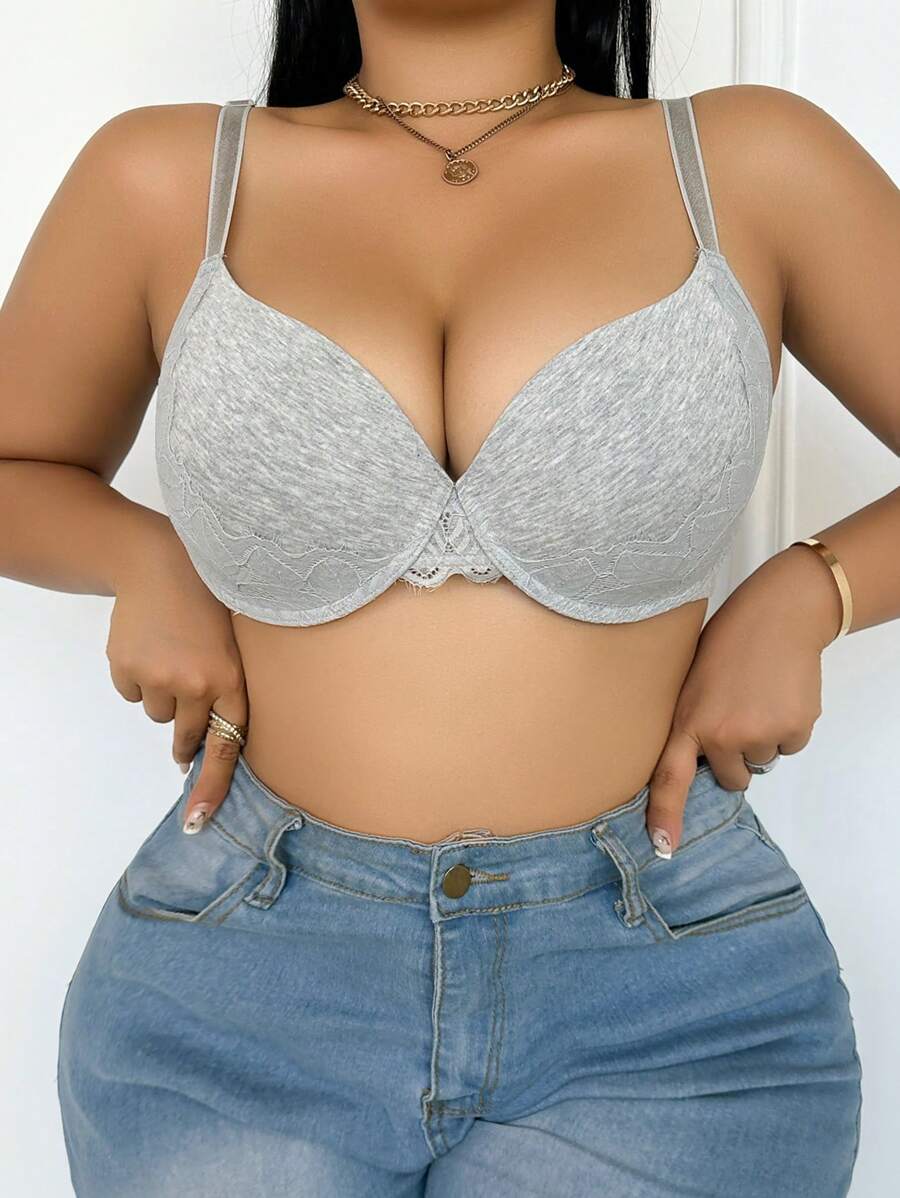 SHEIN Seamless Comfortable Wirefree Padded Bra Set, Plus Size