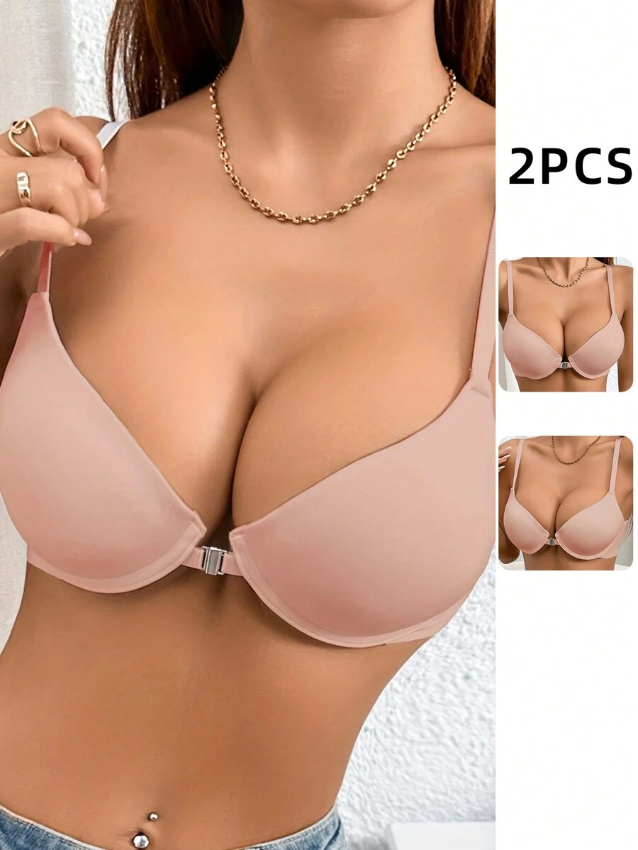 DesireSculpt 2 piezas Conjunto de sujetador con cierre delantero y aros para mujer