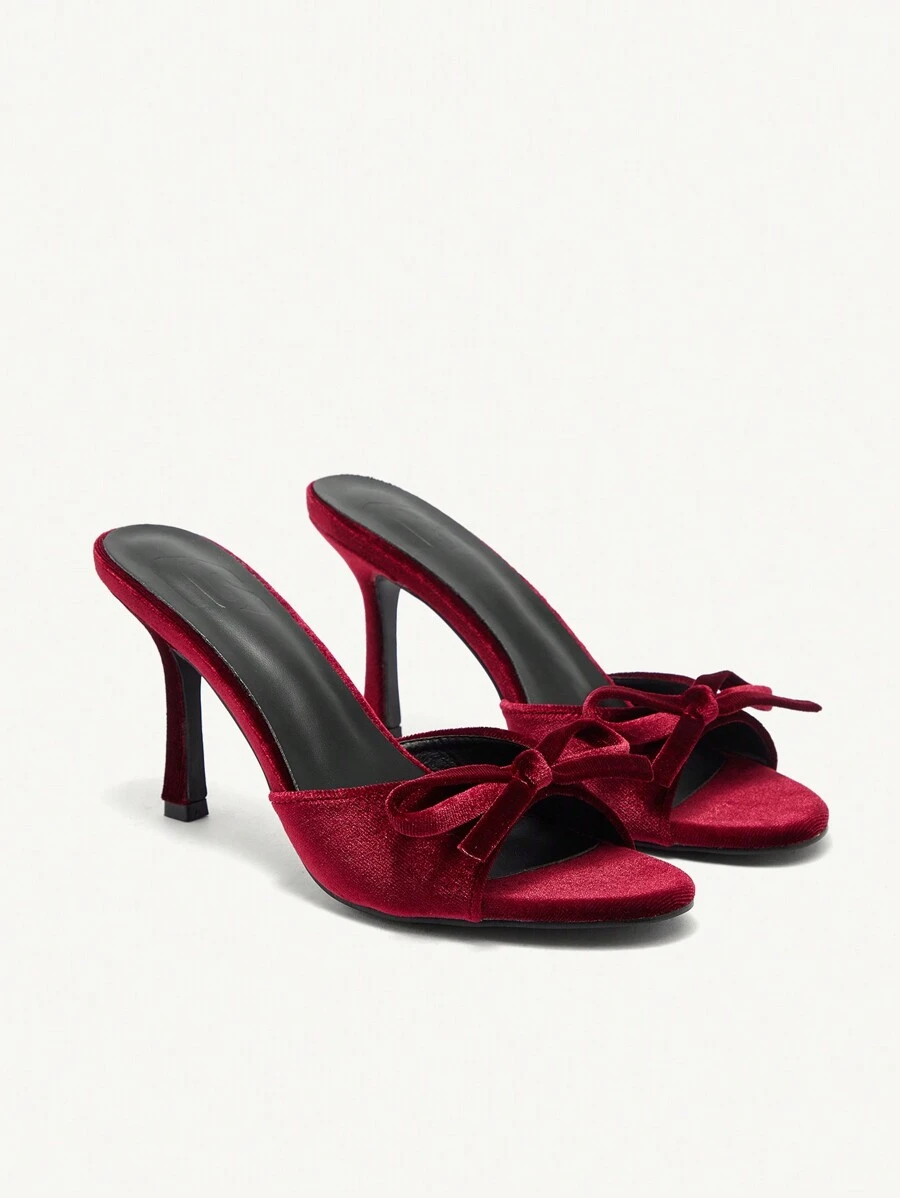 CUCCOO CHICEST Brown PU Round Toe High Heel Women Mule Sandals BURGUNDY Sandals Spring Shoes Spring Break Easter Prom Heels