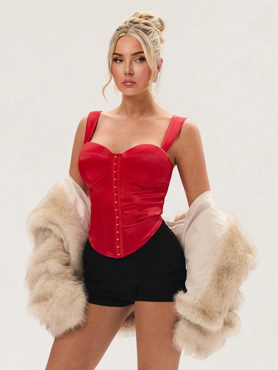 Glamine Women's Solid Color Wide Strap Minimalist Satin Camisole, Casual Everyday Wear Christmas Elegant Prom Bodycon Tanks
