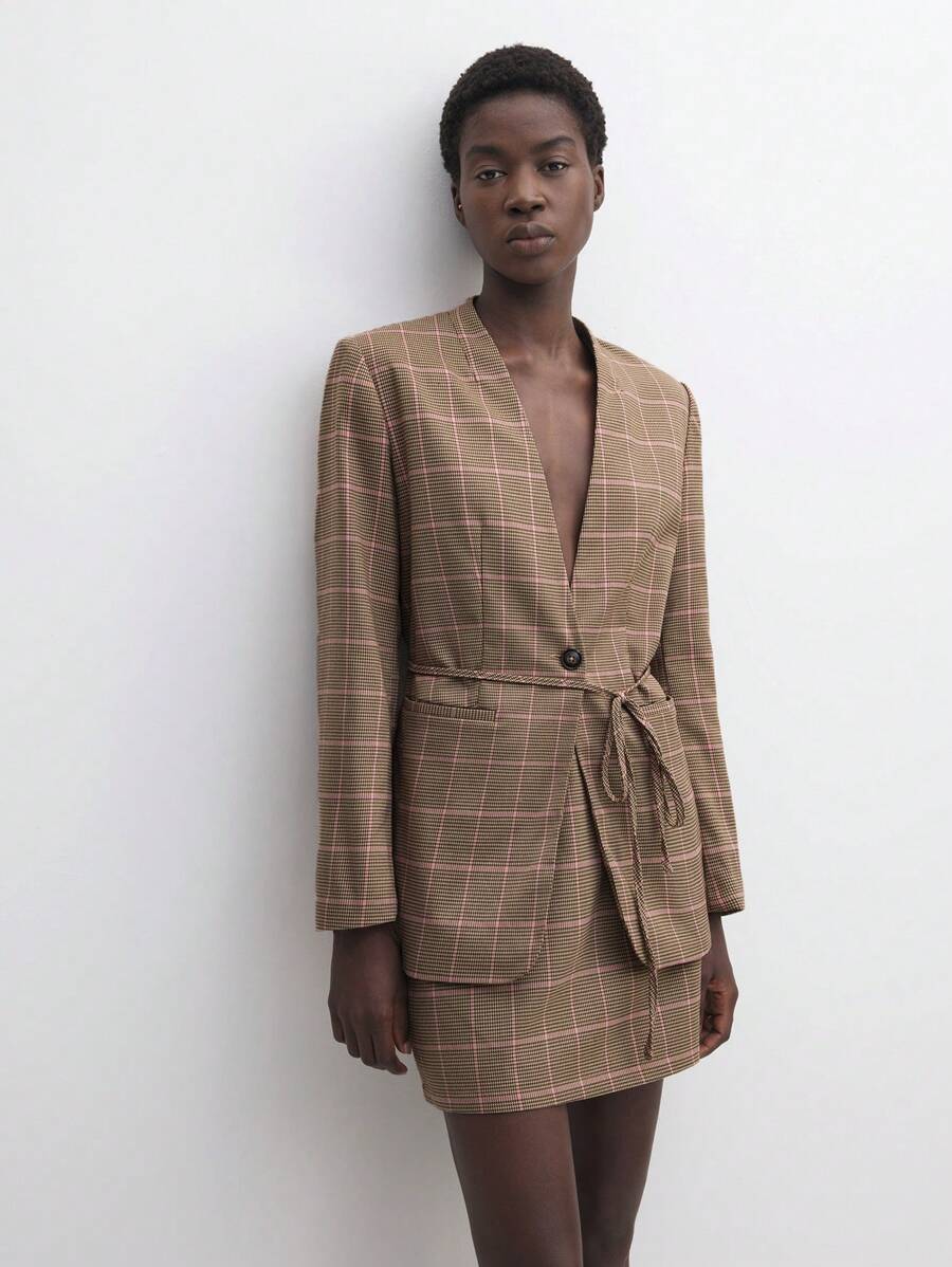 BizChic Brown Long Sleeve 2 Pieces Women Wool Suit Jacket Outfit, Vintage Look, Commuter Clothing For Thanksgiving, Christmas