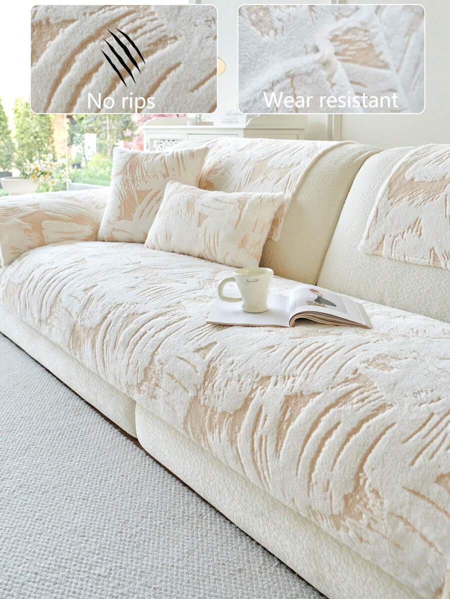 1 Stück dicke Samt-Kaninchenfell Kissenbezug, rutschfeste Sofaabdeckung, staubdicht, waschbar, haustierfreundlicher Schutz, geeignet für Schlafzimmer, Büro, Wohnzimmer, L-förmiges Sofa und 1/2/3/4-Sitzer