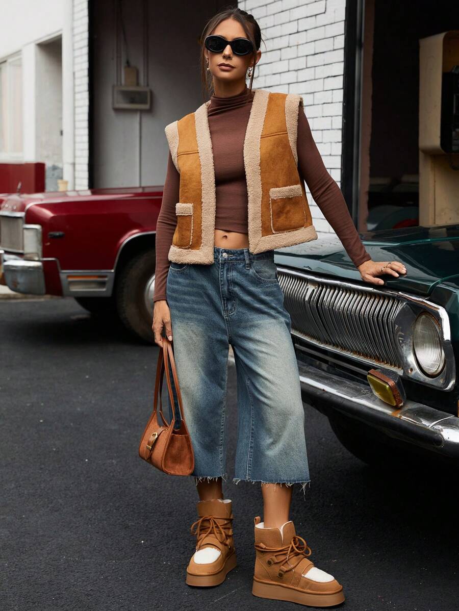 Aveloria Affinna Chaleco frondoso retro y nómada con estilo bohemio de moda para mujer, ropa de invierno