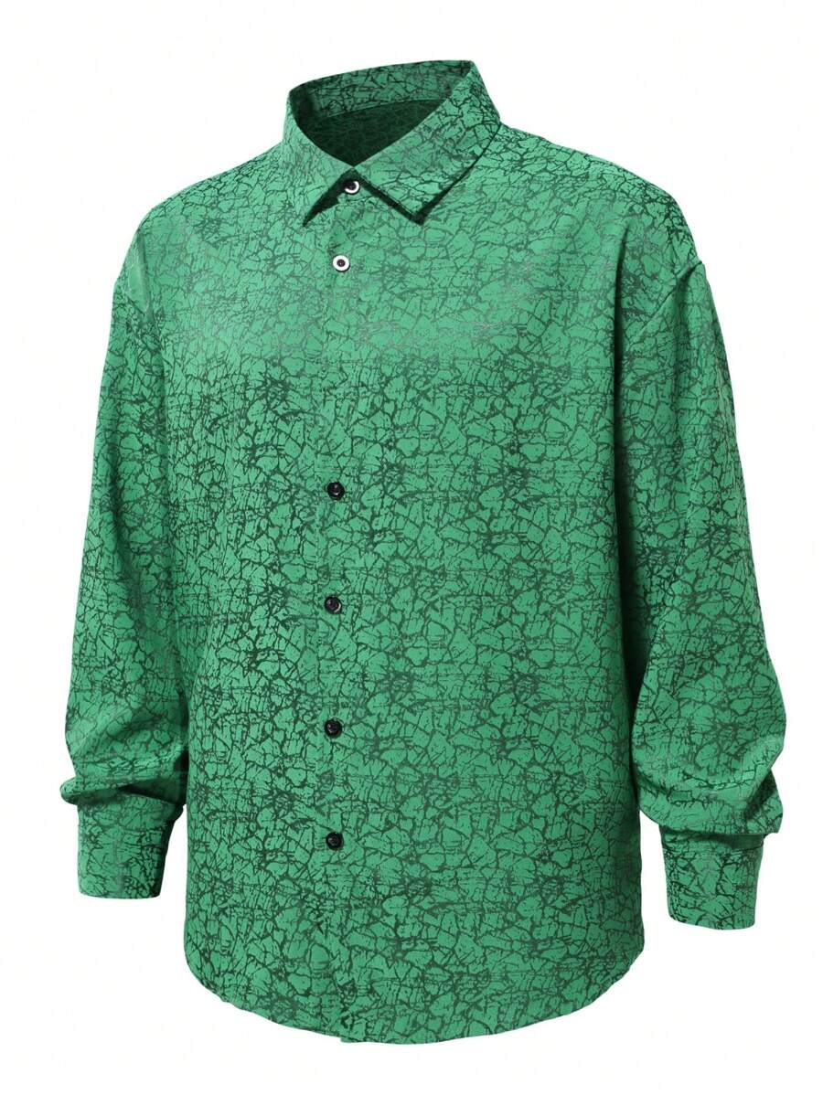 Manfinity LEGND Men's Casual All-Over Print Long Sleeve Shirt, Autumn