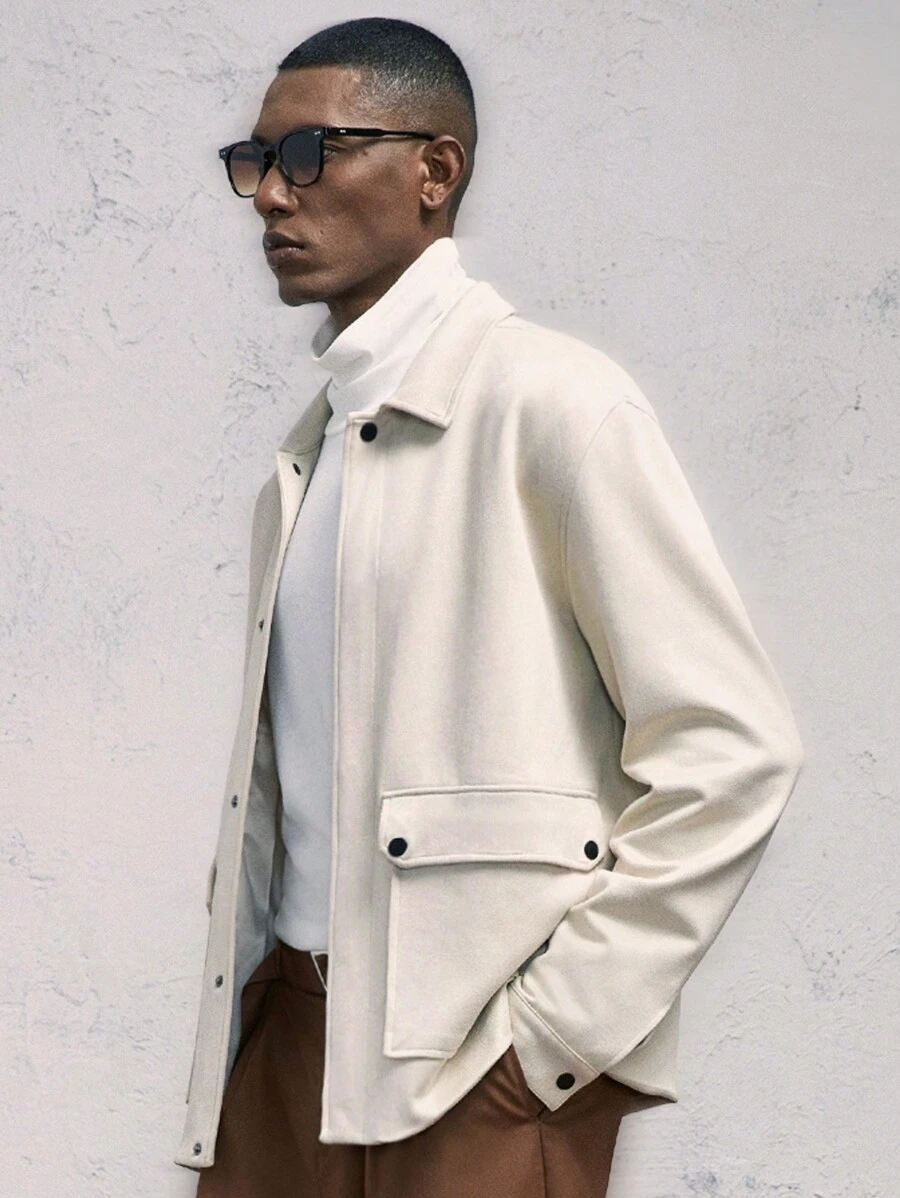 AKNOTIC Business Casual Chaqueta informal de ajuste delgado con cuello vuelto y manga larga para hombres