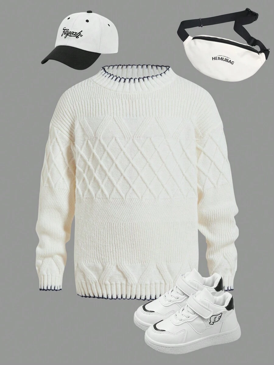 Maglione casual sportivo a maniche lunghe a scollo a V lavorato a maglia caldo per ragazzi tra i bambini e gli adolescenti