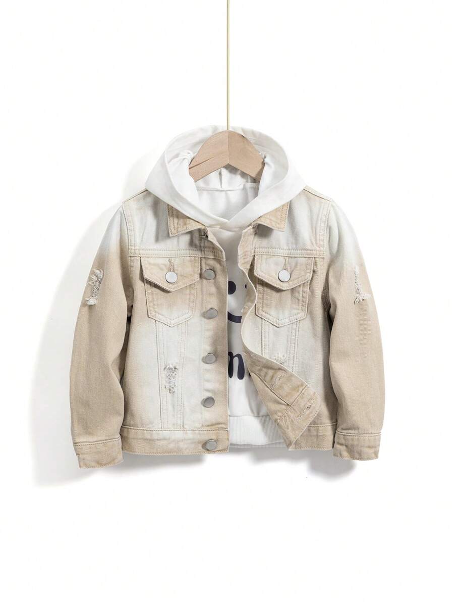 Jonge jongen Medium Wash Distressed Splatter Print Colliding Cowboyjack, Mode Casual
