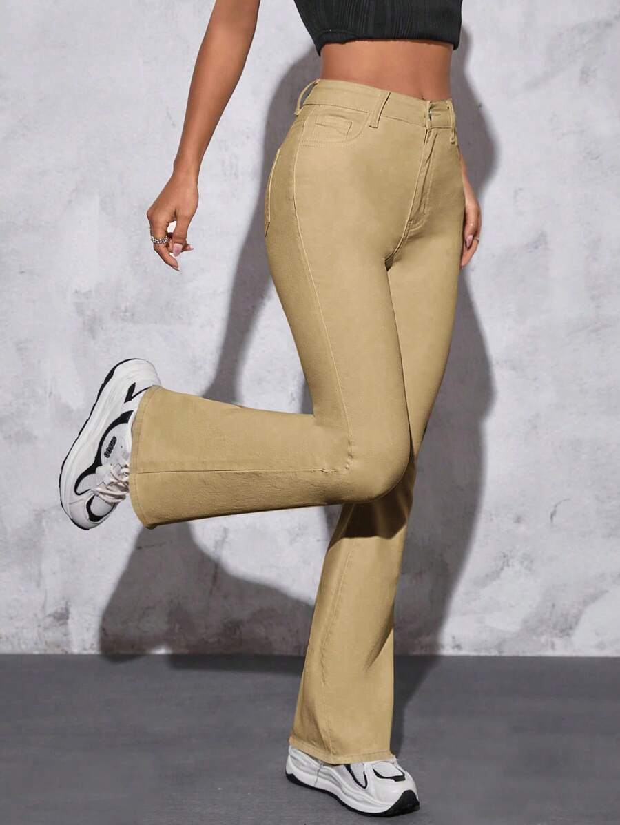 SHEIN PETITE Damskie jeansy casualowe z szerokimi nogawkami i kieszeniami