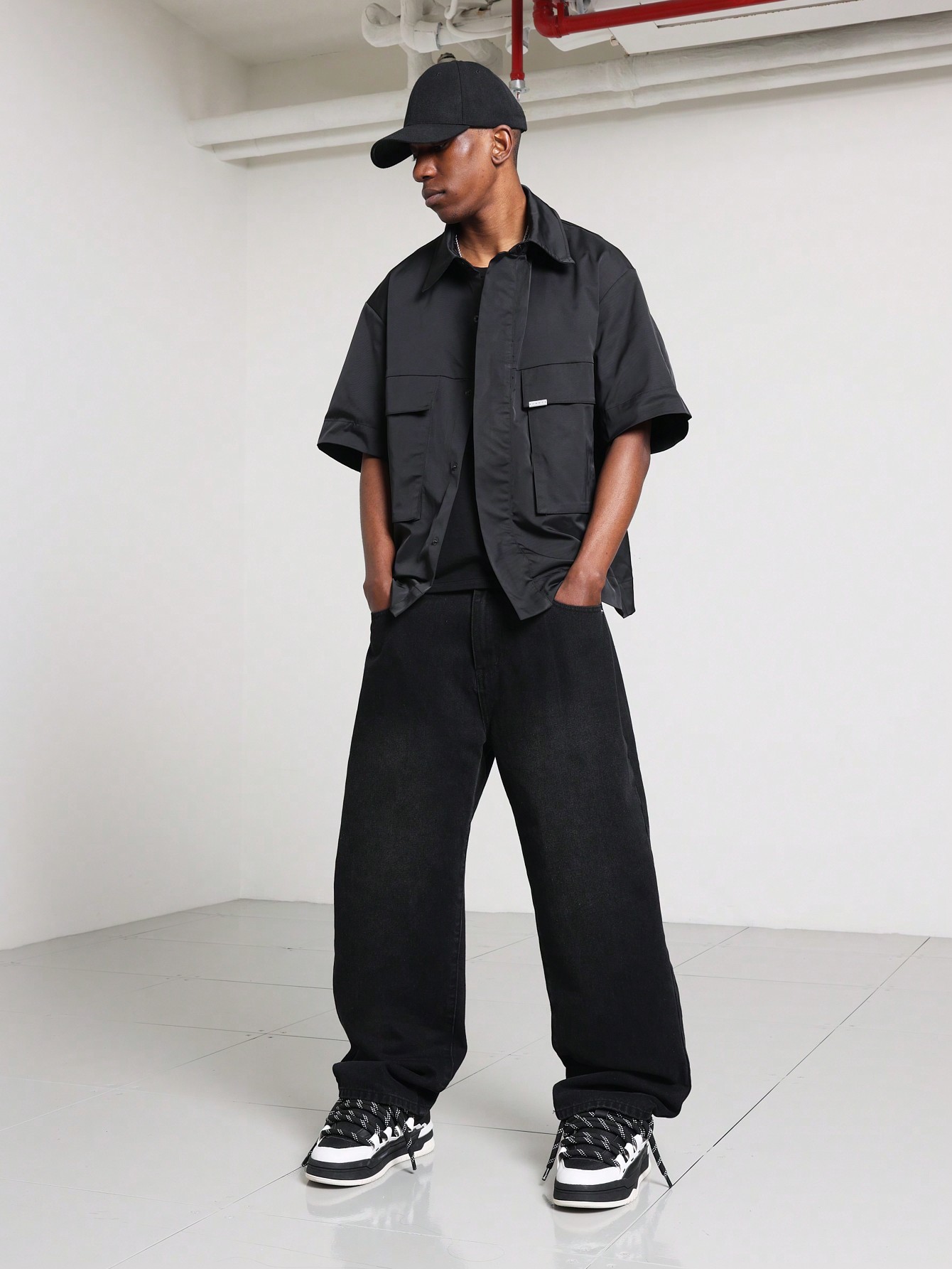 Boxy Nylon Short Sleeve Utility Shirt｜Sumwon