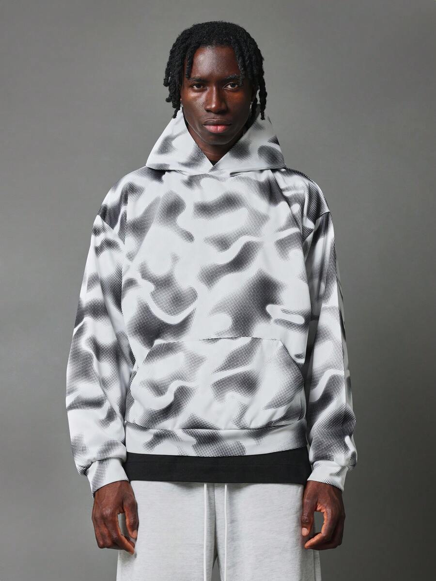 SUMWON Sudadera con capucha oversize con diseño estampado camuflaje pixelado, estilo urbano y deportivo relajado para otoño e invierno, con capucha con cordón, diseño unisex de estilo hip-hop