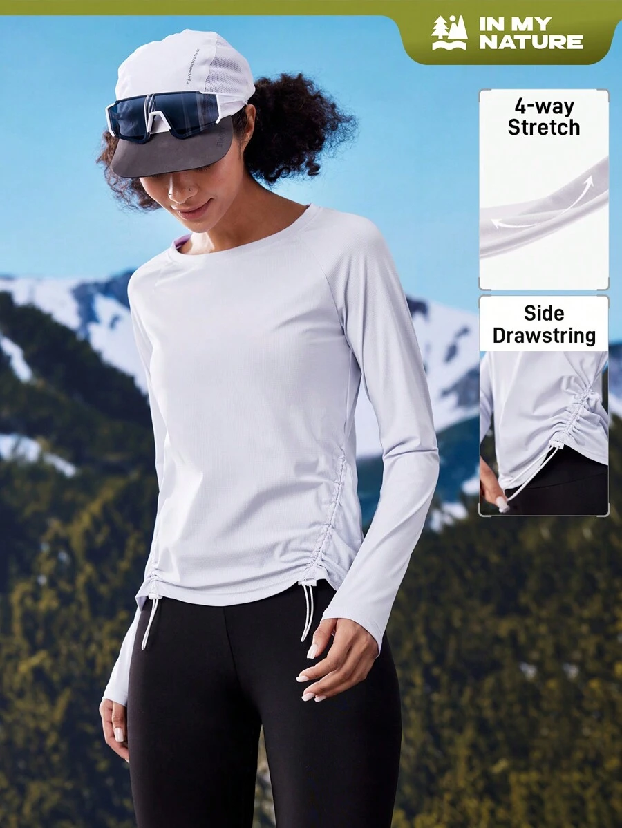 In My Nature In My Nature Outdoor High Elastic Soft Drawstring Women Long Sleeve Purple Top T-Shirt For City Commuting, Camping And Hiking