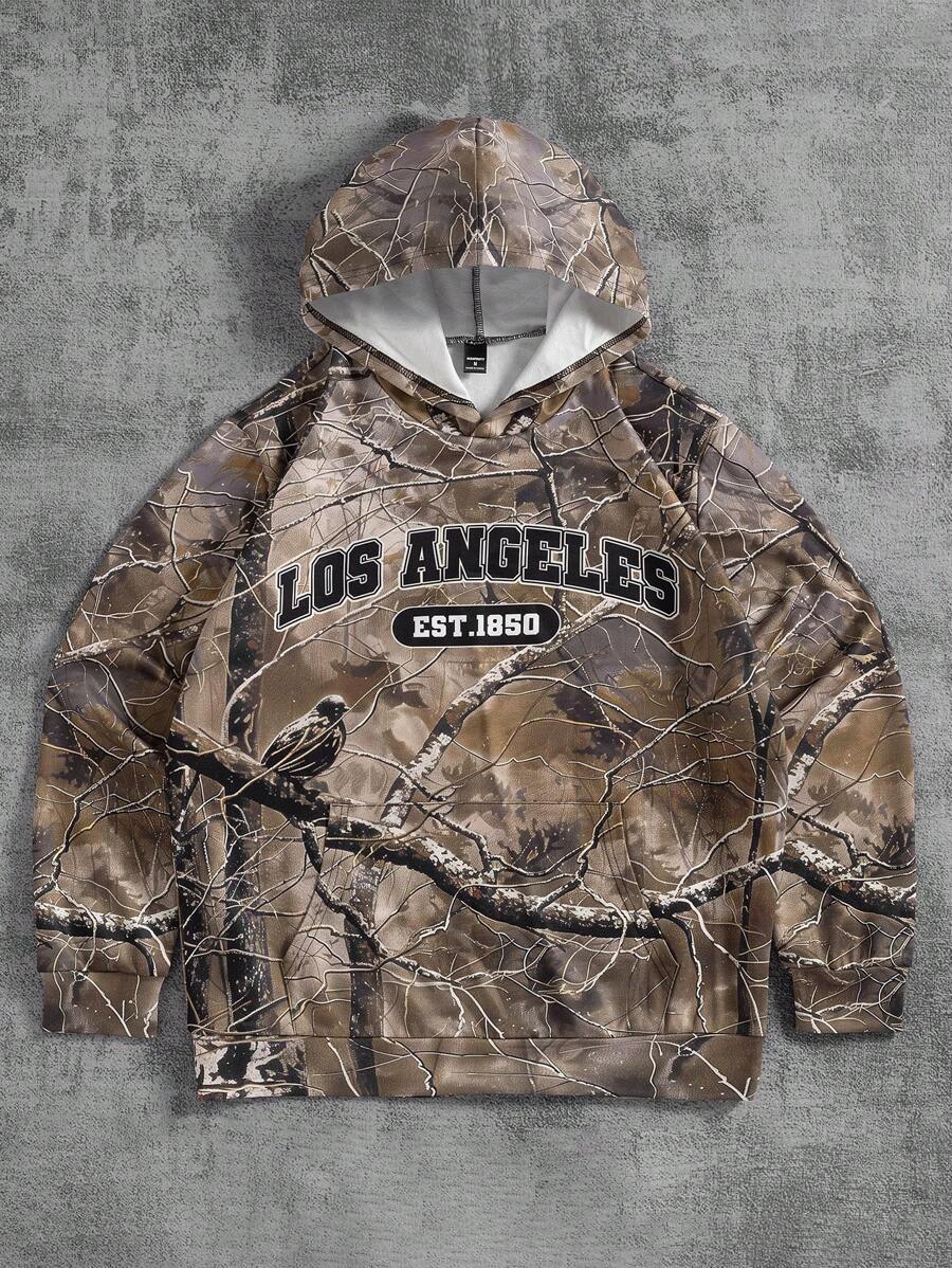 Manfinity LEGND Men's Fashion Camouflage Print Hoodie Sweatshirt For Autumn