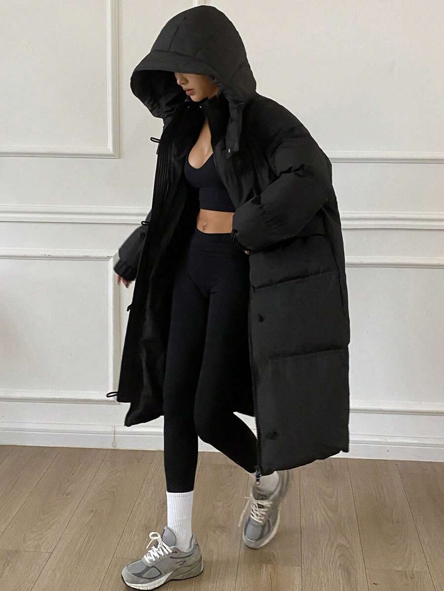 DAZY Women Casual Flap Pocket Hooded Long Padded Padded Coat, Winter ,Winter Women Clothes,Winter Coat Women