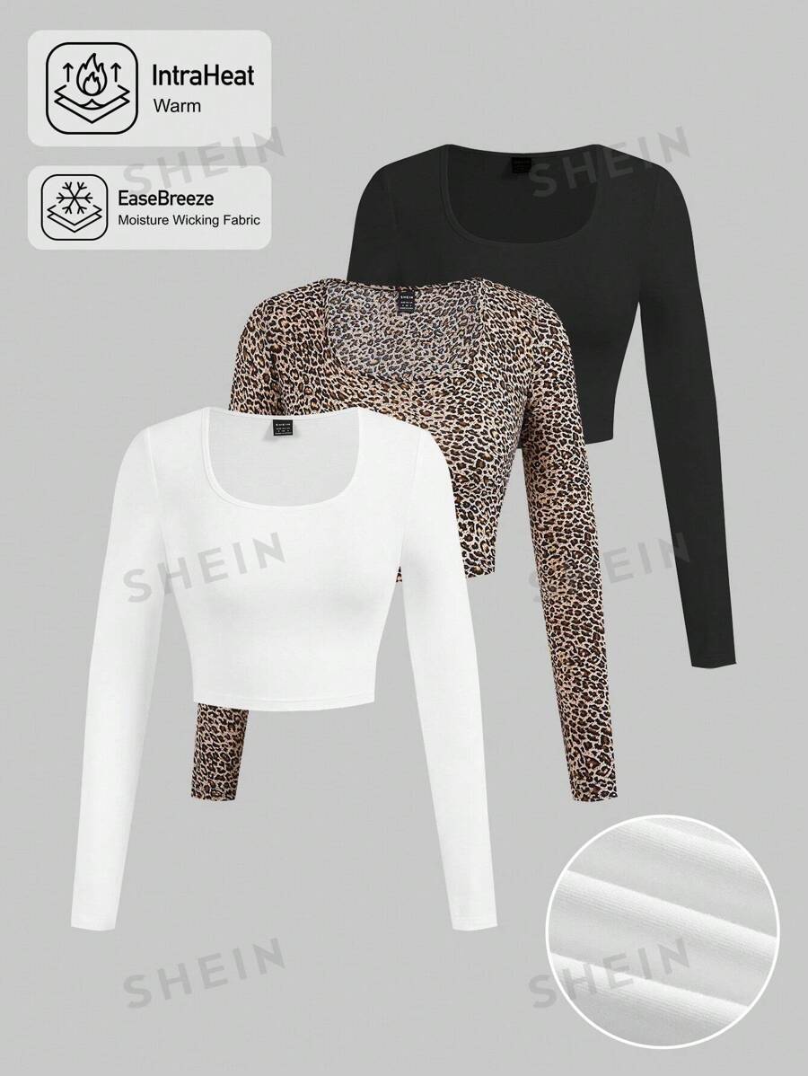 SHEIN EZwear Camiseta ajustada de mujer de punto multicolor