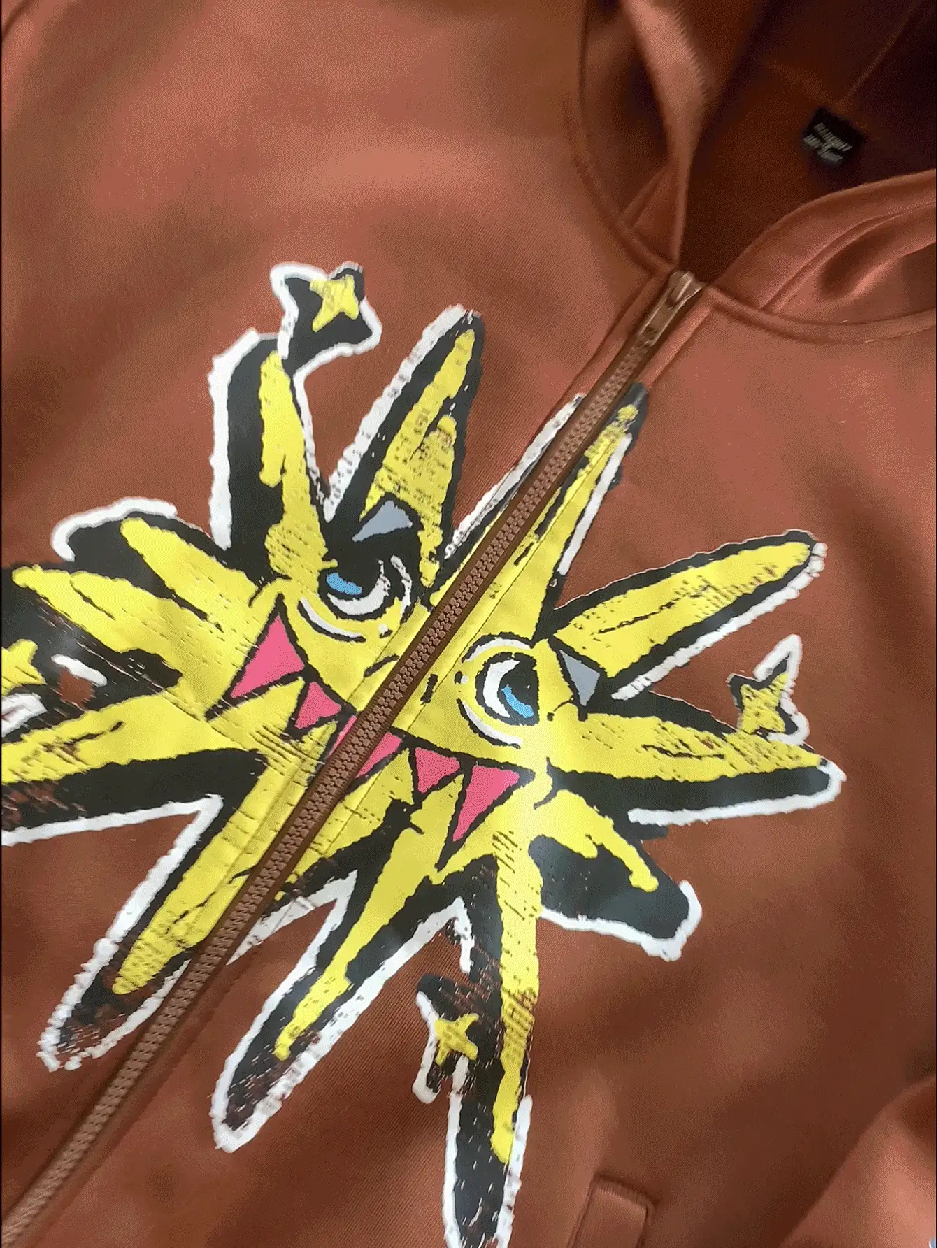 PAVTROS Manfinity Streetrush Men's Graphic Print Front Zipper Casual Hoodie Sweatshirt,Graphic Sweatshirt,Boy Friend Gifts,Funny Graphic Men Sweatshirt,Brown Sweater