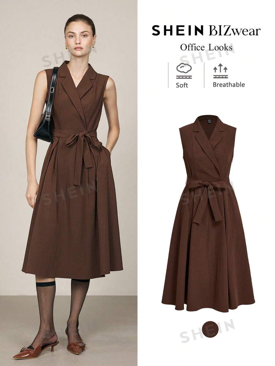 BizChic Elegante vestido de oficina con cintura ceñida para mujer, para otoño/invierno, Navidad