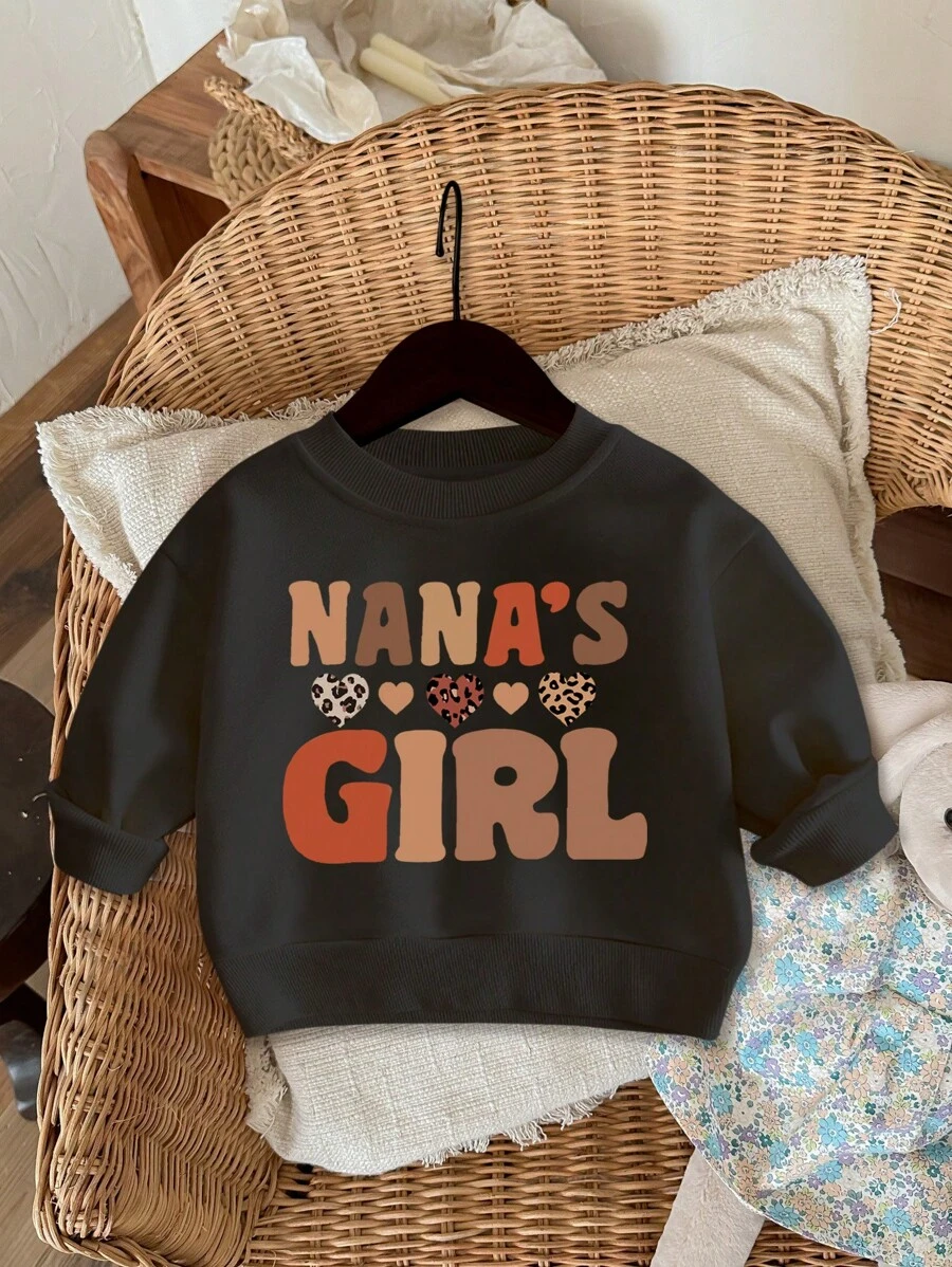 SHEIN Baby Girl Knitted Soft Crew Neck Casual Loose Thick Sweatshirt, Suitable For Autumn And Winter