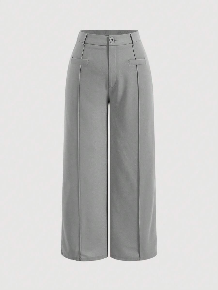 SHEIN MOD Plus Size Casual Solid Straight Leg Pants
