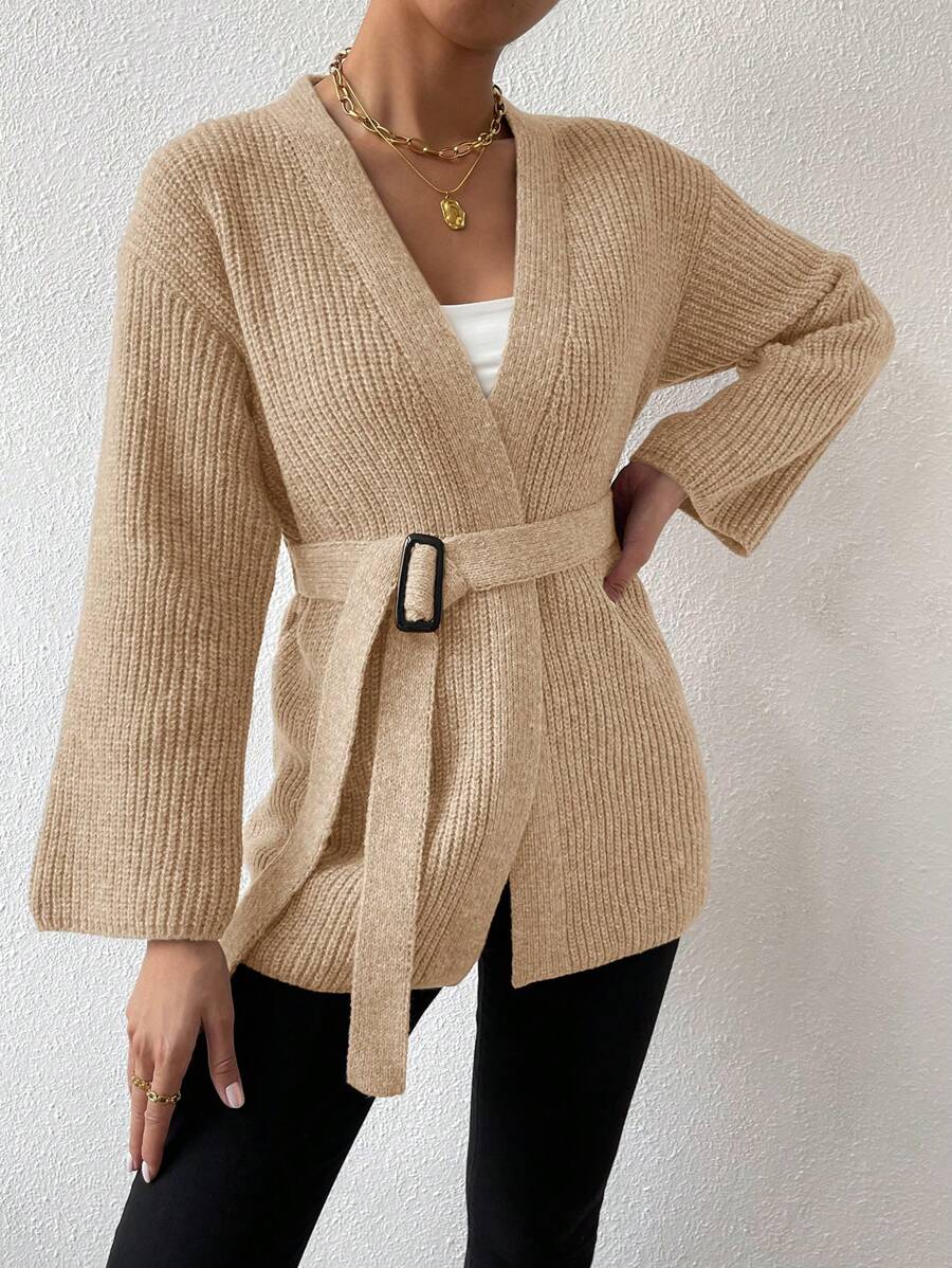 SHEIN Clasi Women's Solid Color Drop Shoulder Long Sleeve Loose Cardigan, Casual Style, Autumn/Winter
