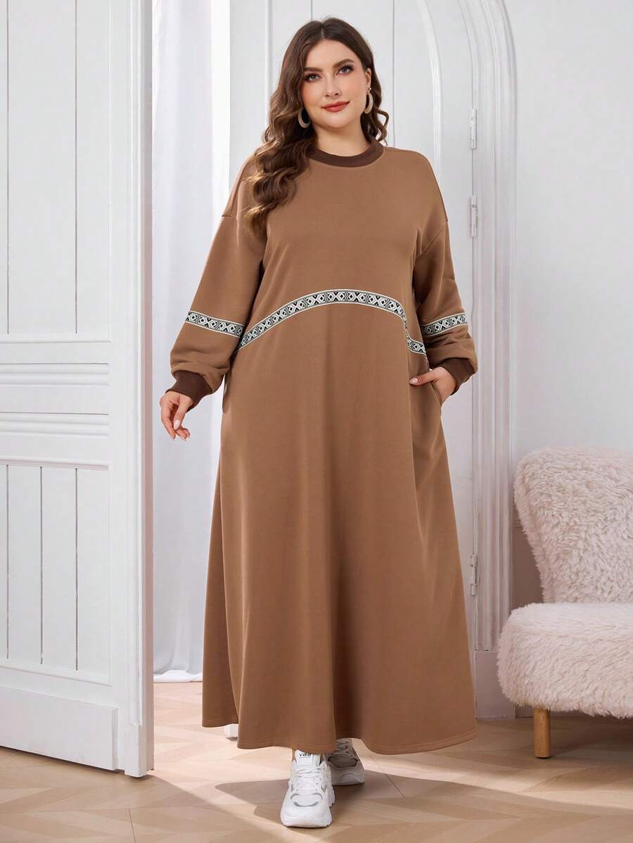 Lacomfia Robe à capuche décontractée de grande taille avec bloc de couleurs