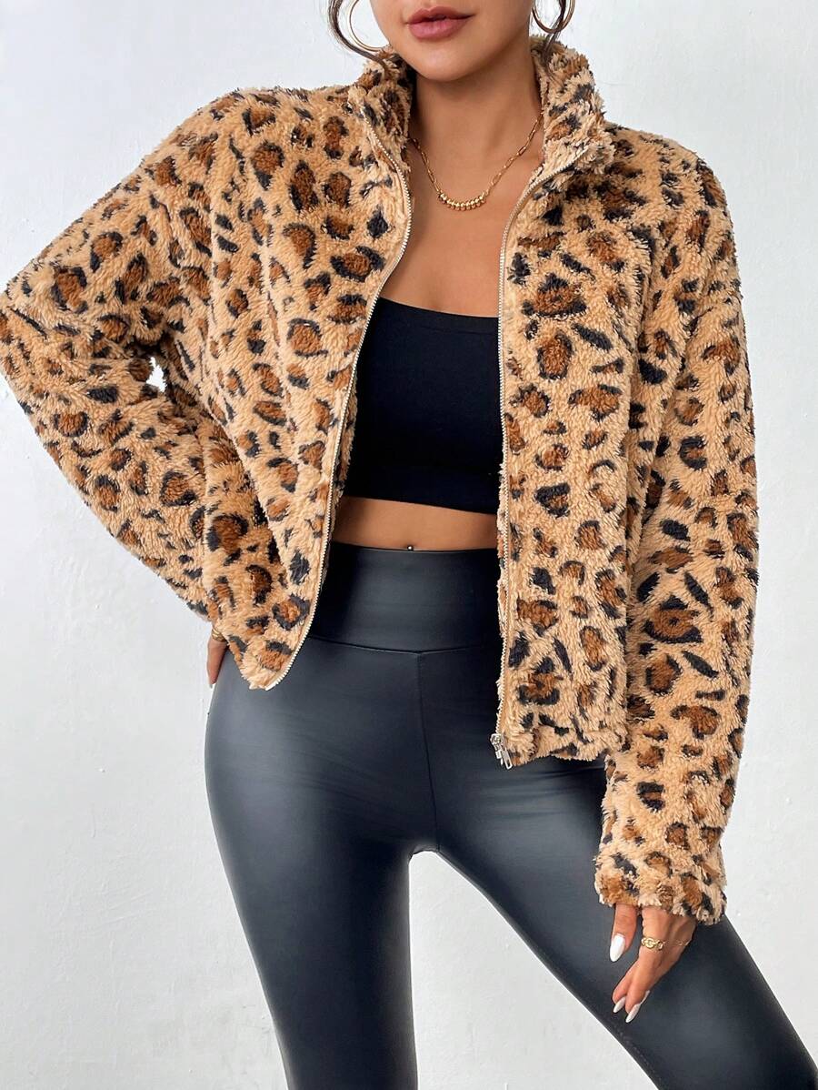 Chiquease Casual lichtgewicht jack met luipaardprint voor dames