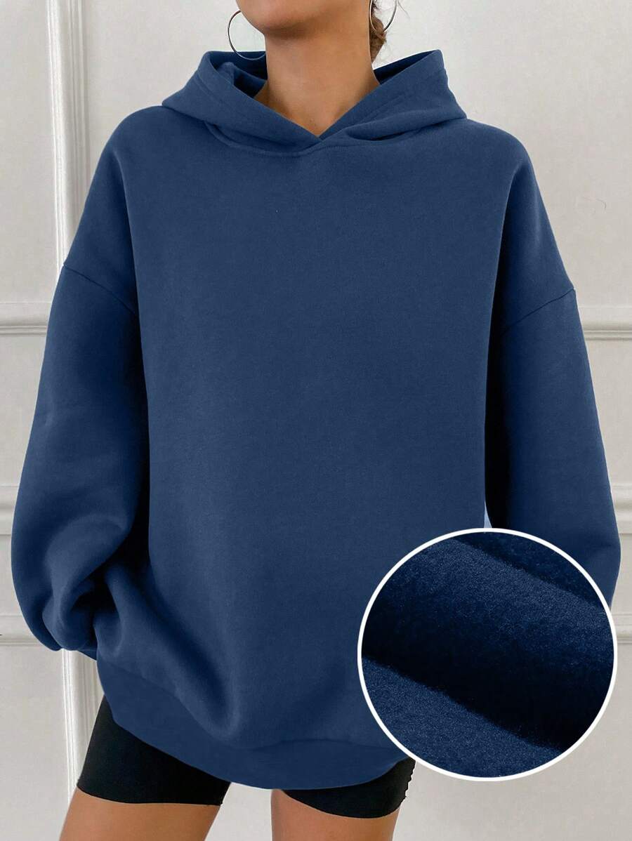 DAZY 1 pièce Sweat-shirt à capuche décontracté épaissi ample de couleur unie