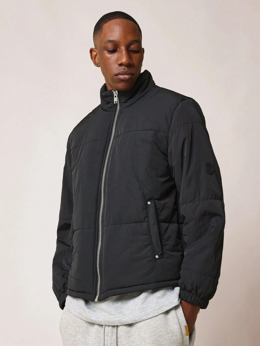 SUMWON Chaqueta acolchada aislada tipo plumón para el invierno, ropa deportiva acolchada, chaqueta casual cálida con cuello alto, cremallera frontal completa, a prueba de viento, para exteriores