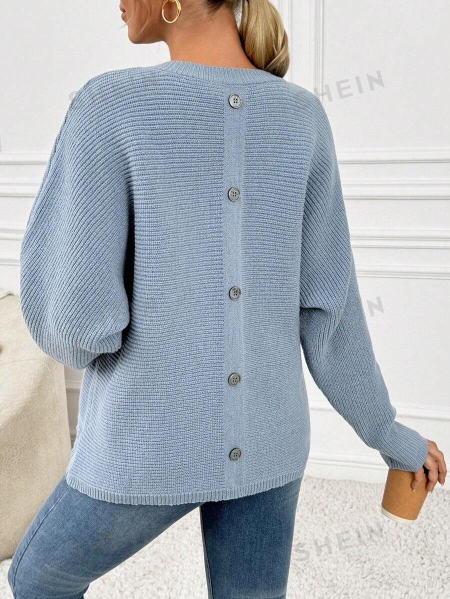 SHEIN Jersey de cuello redondo informal de unicolor, de manga larga, para embarazadas, para el invierno