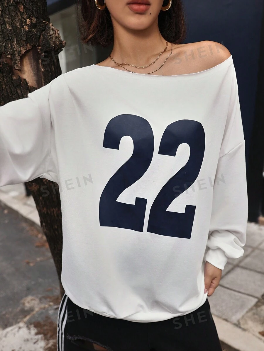 INAWLY Sudadera holgada con mangas largas, estampado digital y hombros caídos para mujeres en otoño e invierno