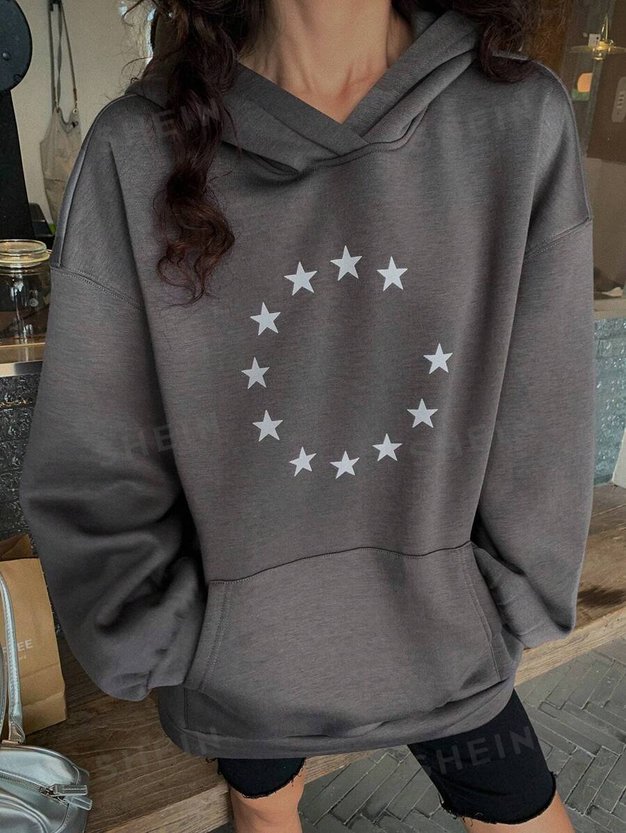DAZY Sudadera con capucha casual de ajuste holgado y forro térmico para mujer, sudadera con capucha de otoño