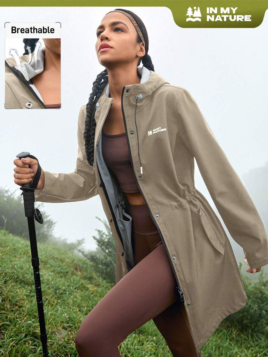 In My Nature In My Nature Chaqueta con capucha resistente al agua y transpirable para mujeres para acampada, senderismo y uso urbano diario