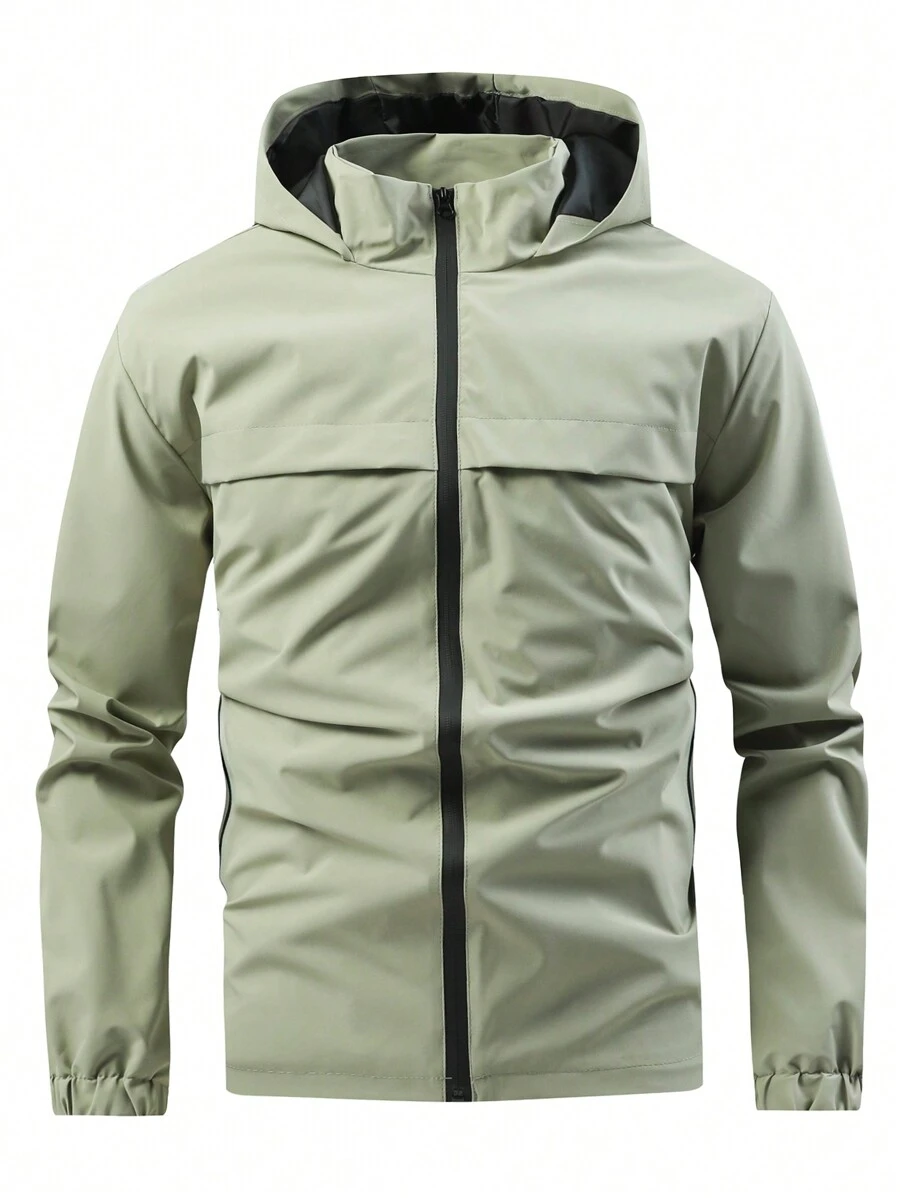 Manfinity Sport Corelite 1pc Boyfriend Style Men Casual Solid Color Hooded Sports Jacket, Autumn