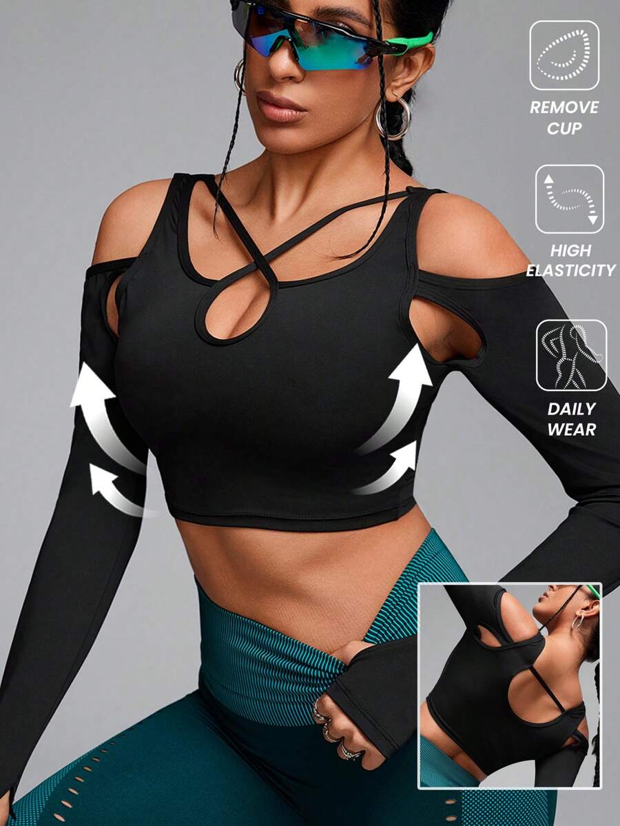 Innovista Sexy Solid Color Breathable Tees Sweatshirt,Workout Gym Daily ,Basic T Shirt,Workout Tops,Y2k,Gym Top,Party,Lady,Music Festival,Going Out Tops,Fall Winter Women Outfit,Black Tees