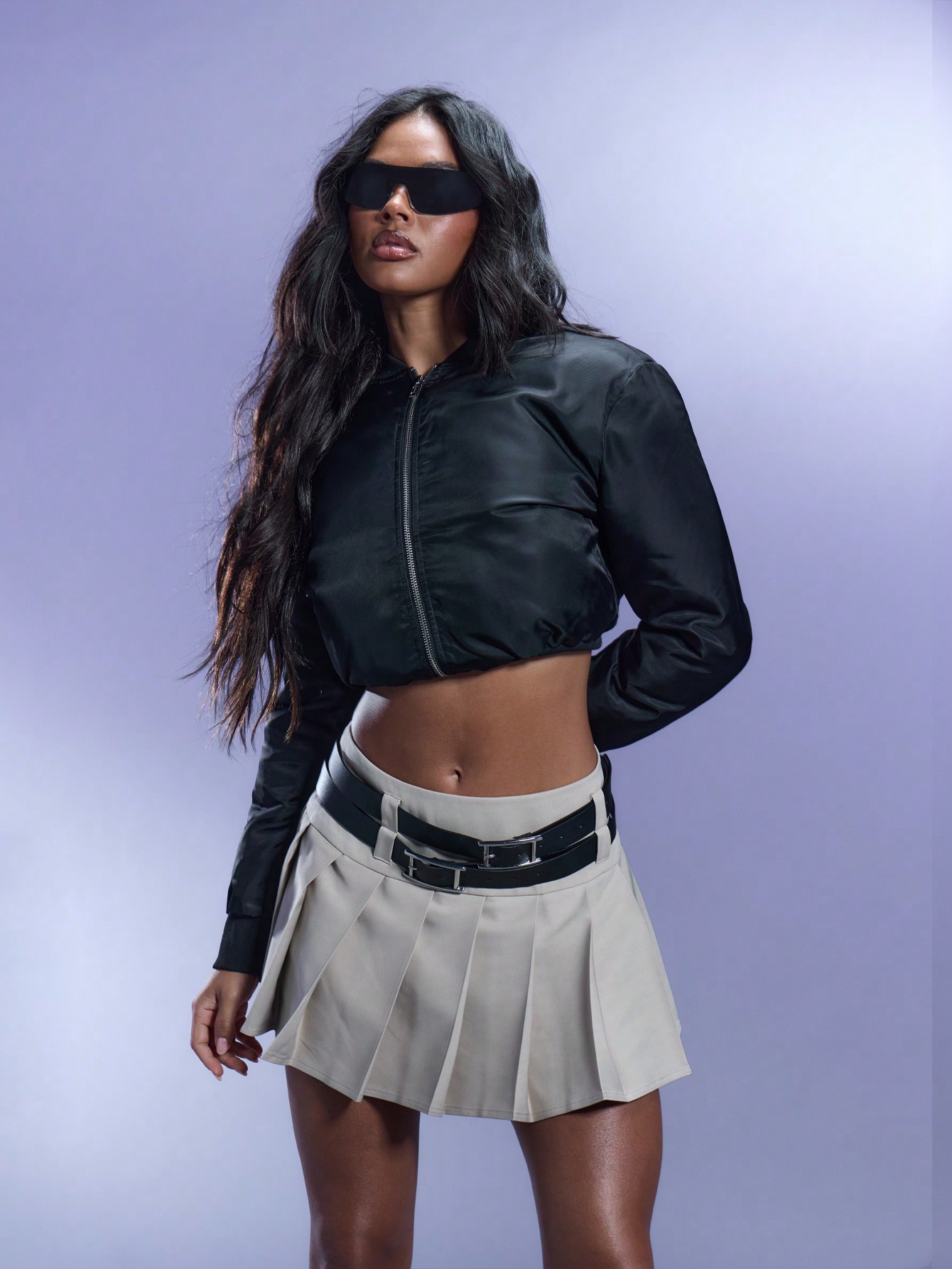 Stylish Cropped Bomber Athletic Jacket Windbreaker