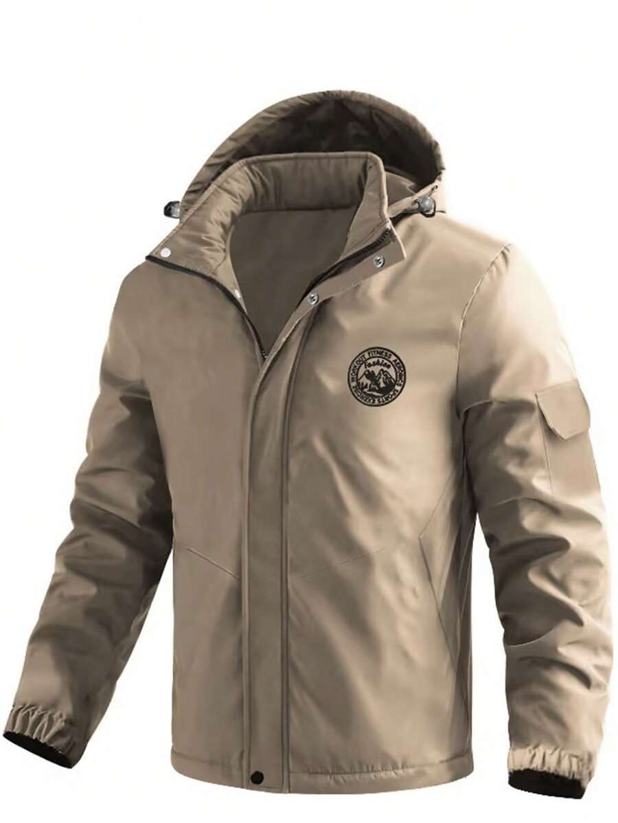 Manfinity Homme Men's Hooded Long Sleeve Fashion Zipper Casual Street Wear Jacket