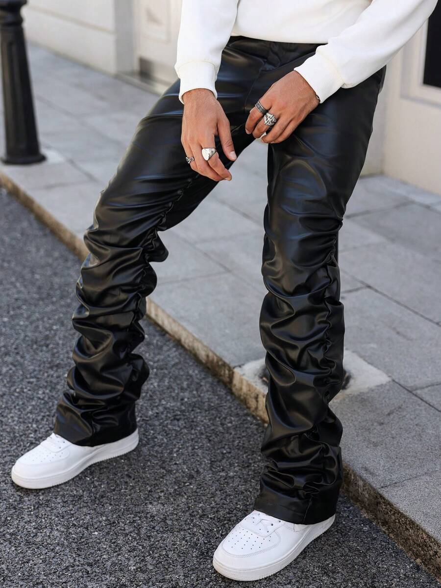 Manfinity Streetrush Pantaloni casual plissettati da uomo per lo streetwear in autunno, pantaloni lunghi dritti con pieghe per uscire, stile hip hop, adatti come regalo per il marito o il fidanzato
