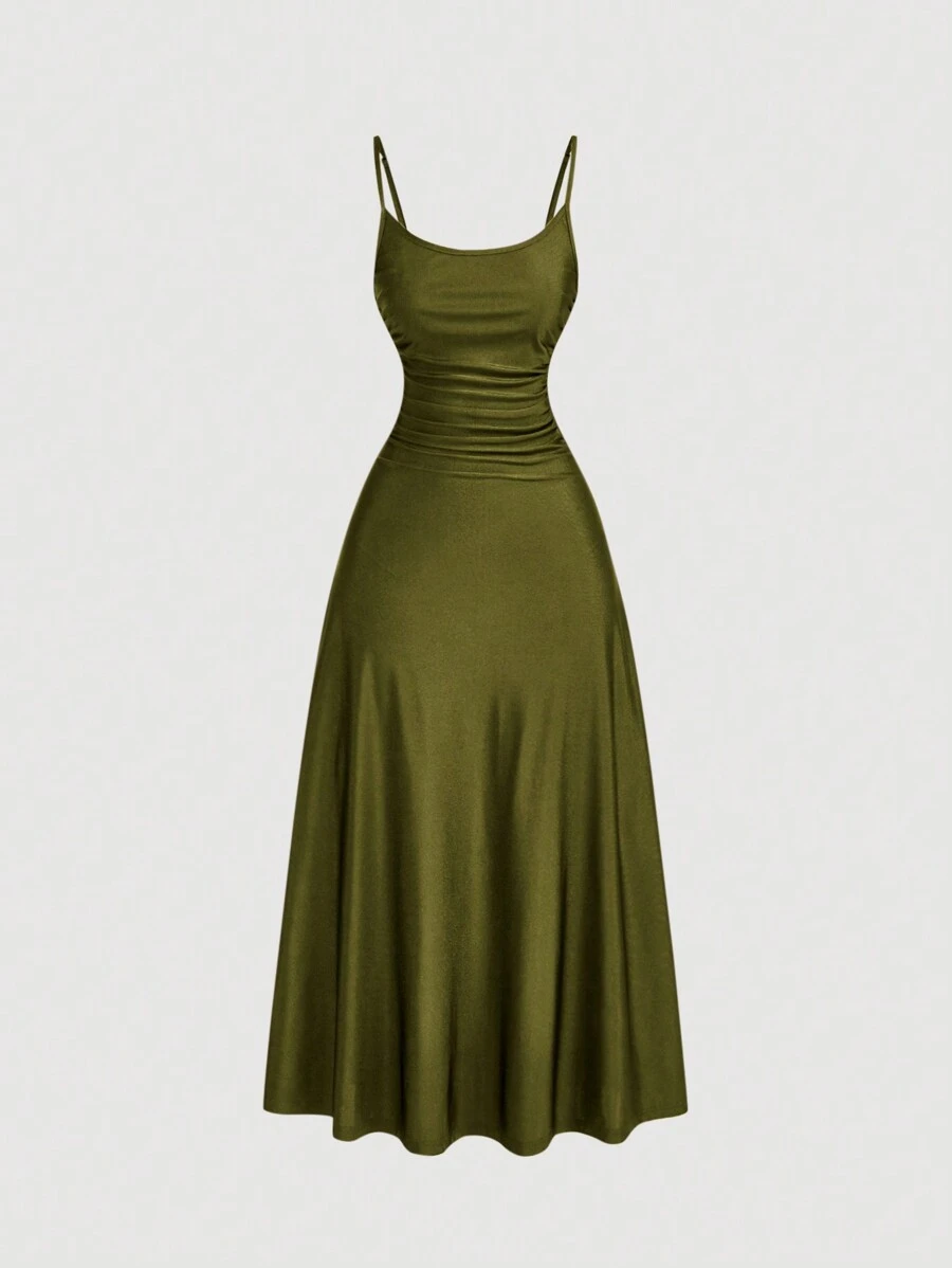 SHEIN MOD Robe de glissement évasée froncée à la taille