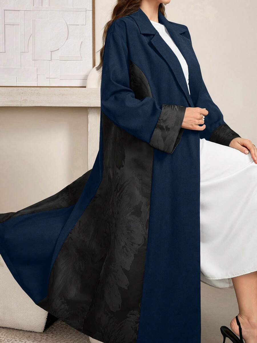 Al Najma Elegante cárdigan tipo abaya de bloque de color, para otoño, abaya de manga larga casual y modesta, para fiestas de noche/uso diario casual