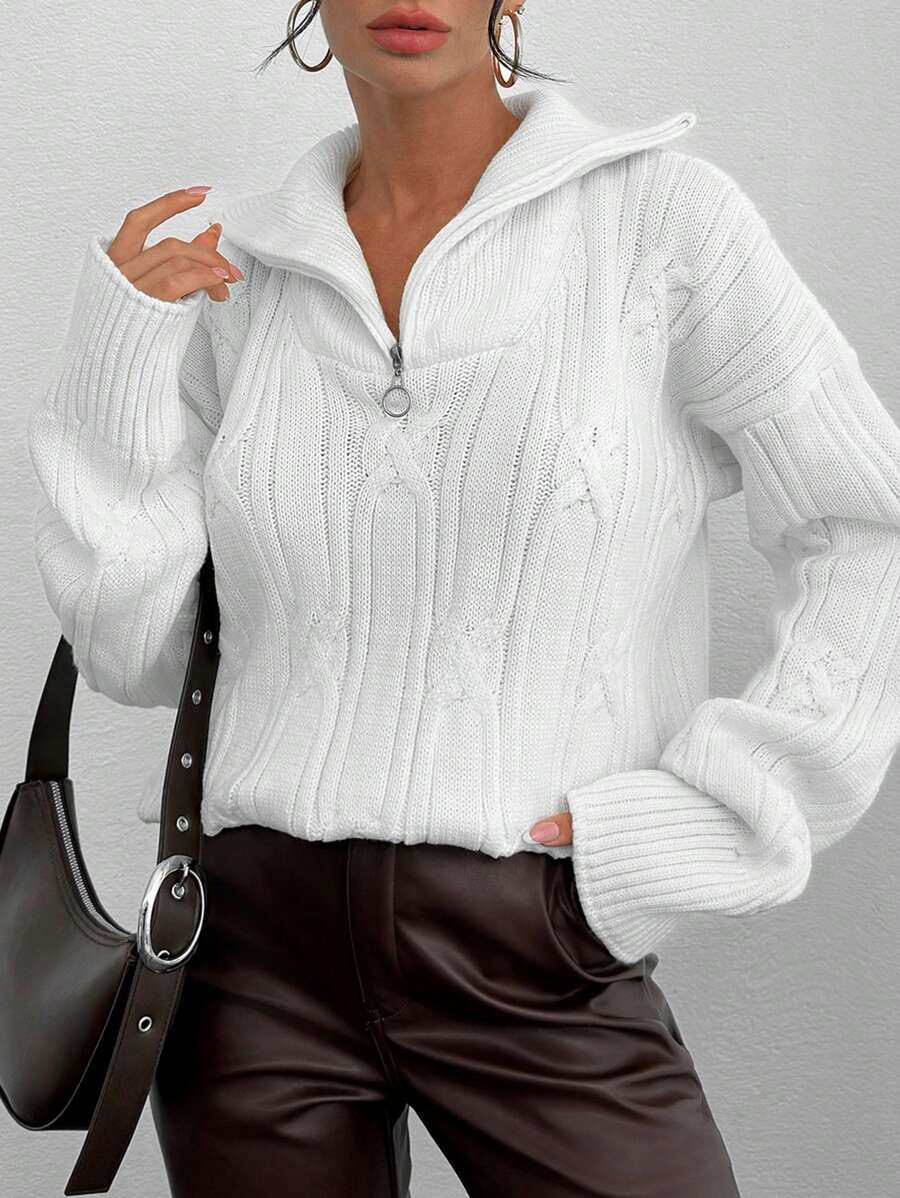 SHEIN Pullover Turtleneck With Zipper Detailed Sweater