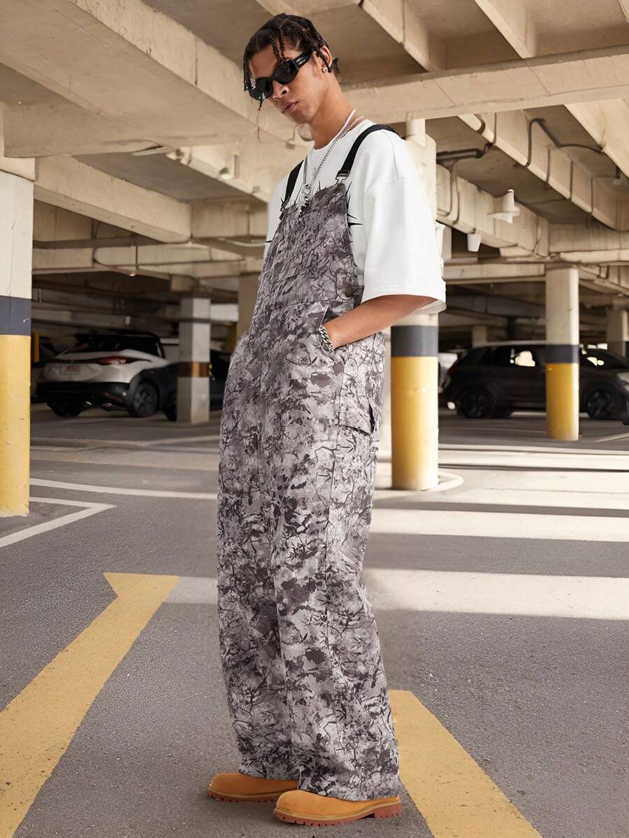 Manfinity VCAY Mono sin mangas con bolsillos y estampado digital para hombres