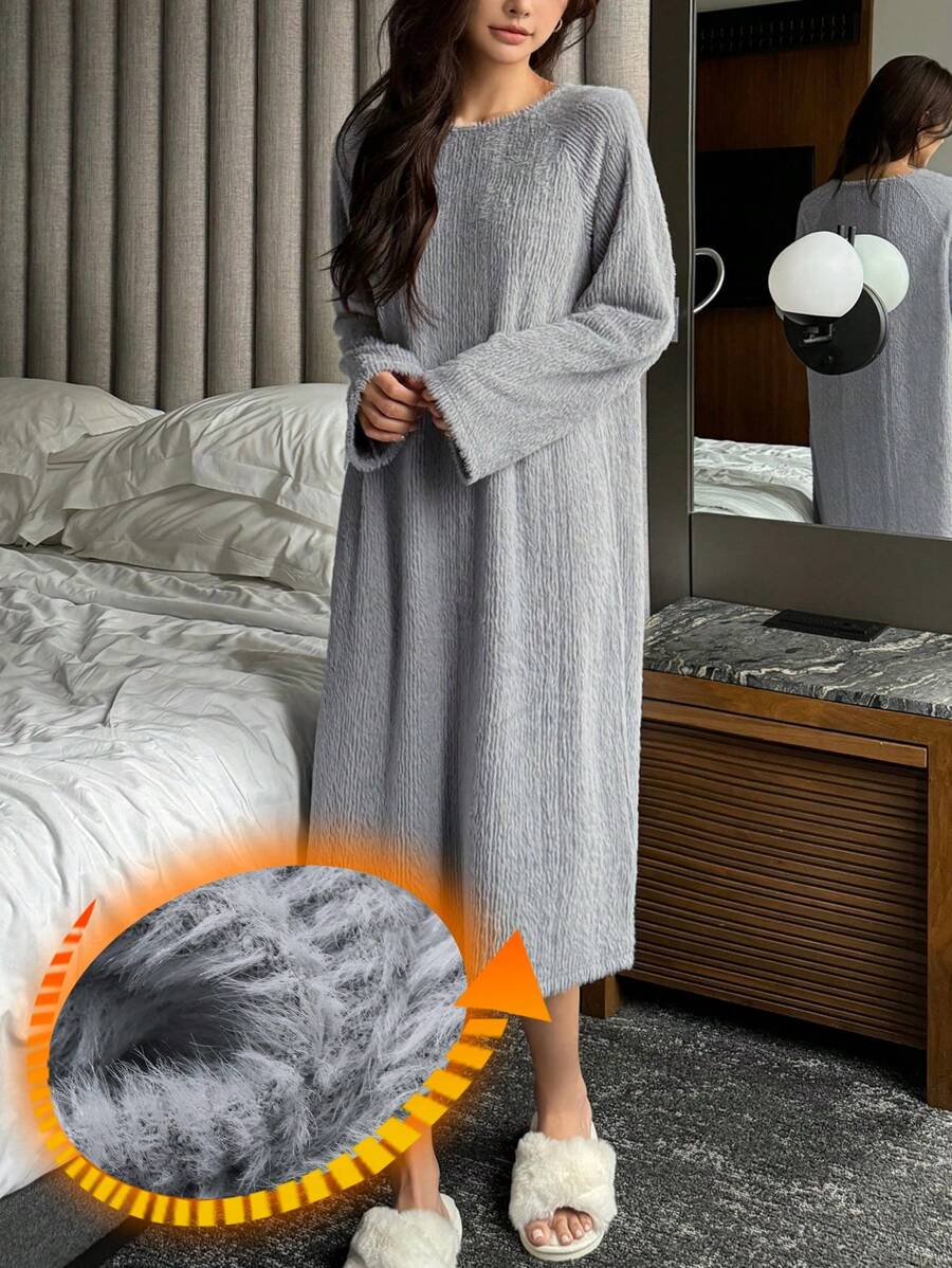 DAZY Casual Plush Surface Loose Fit House Dress For Autumn/Winter