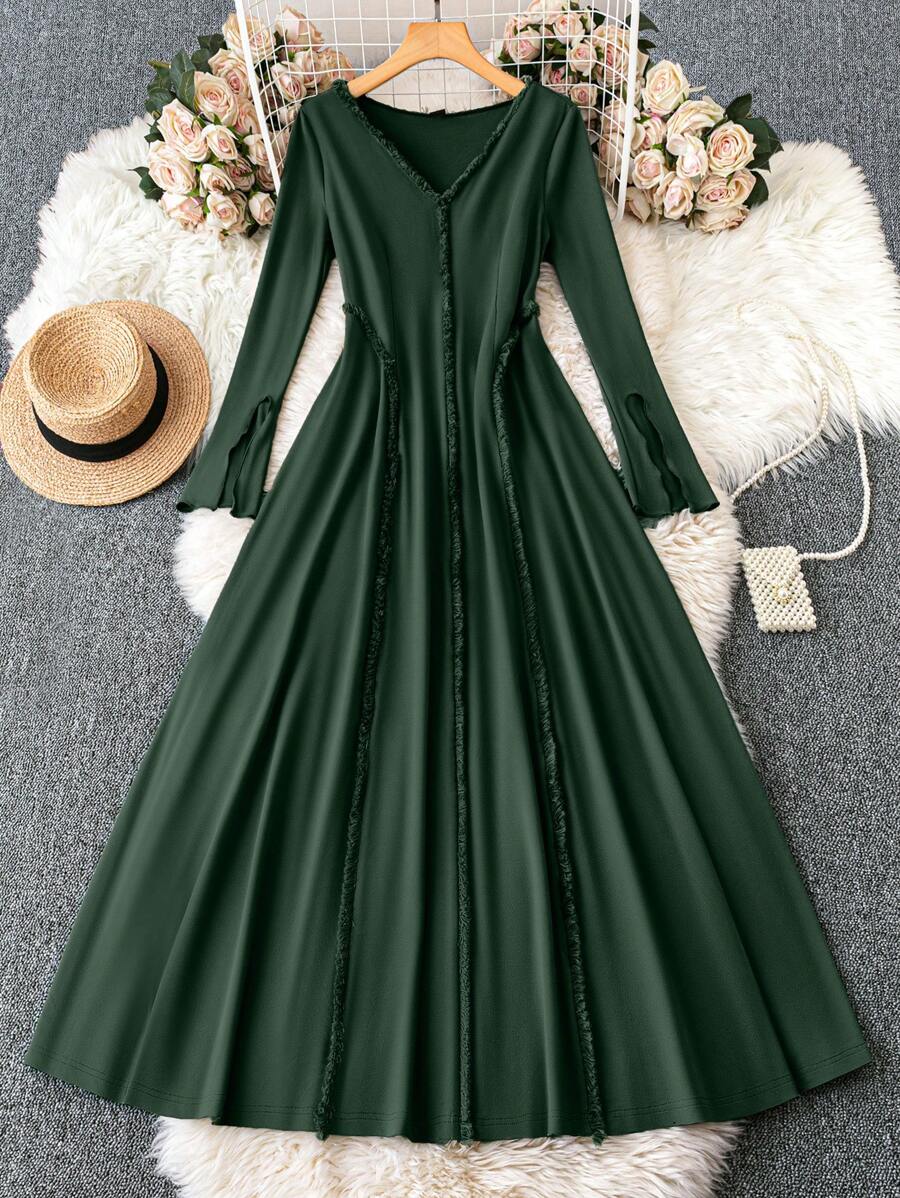 Mulvari Robe longue ample à manches longues, plissée avec panneau floral, style arabe modeste. Parfaite pour la plage, les sorties, les vacances, la maison ou le port quotidien