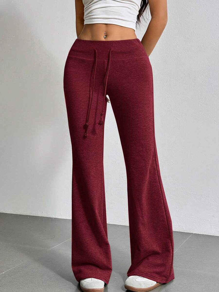 SHEIN EZwear Drawstring Waist Flare Leg Sweatpants