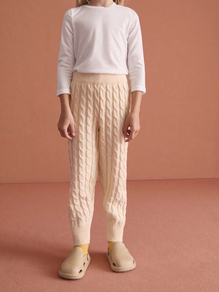THE HAPPY LOOK Conjunto de 2 piezas de suéter y pantalones minimalista liso para niña, de corte holgado y casual