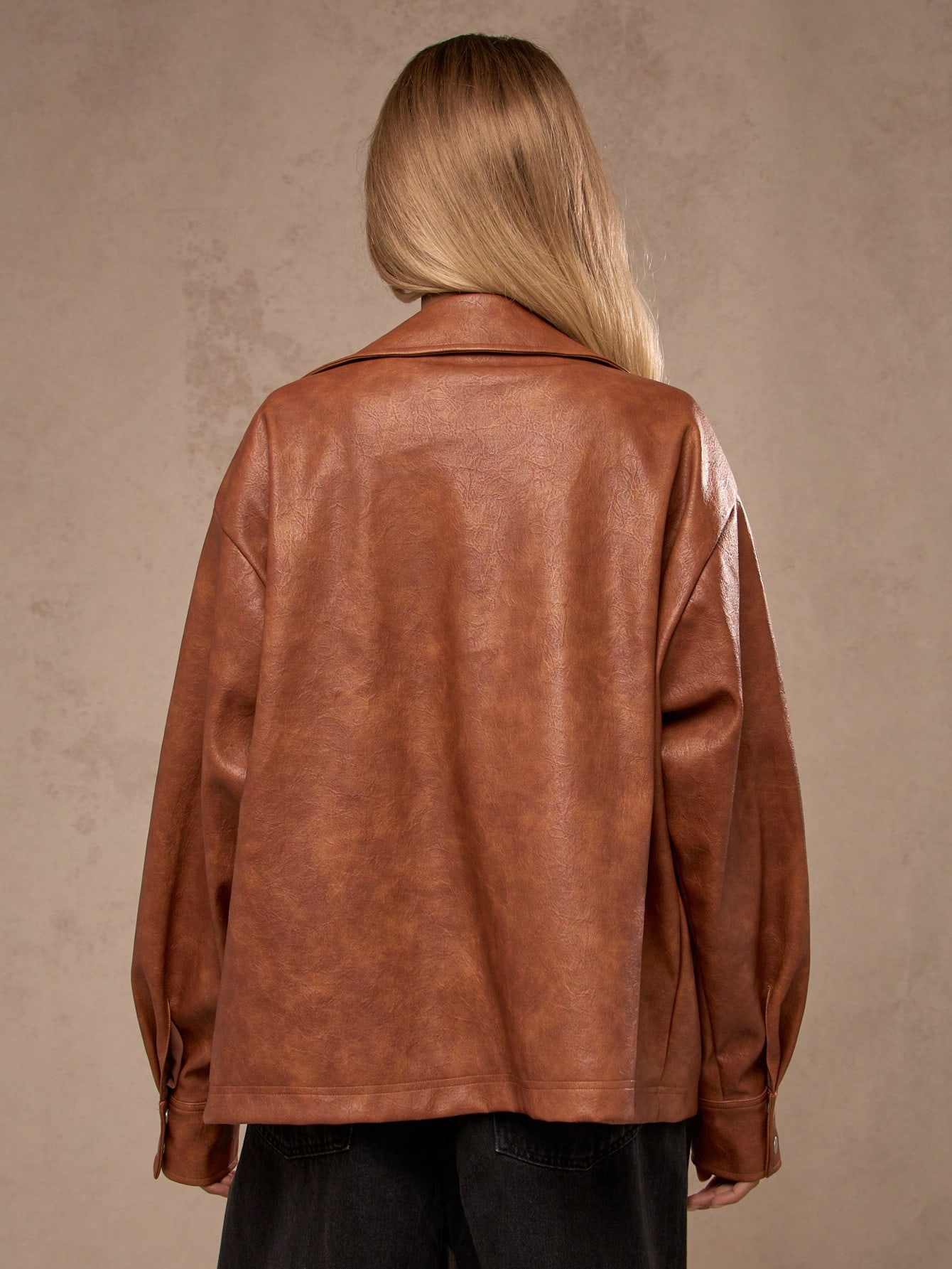 MISSGUIDED オーバーサイズ ヴィーガンフェイクレザー バイカー