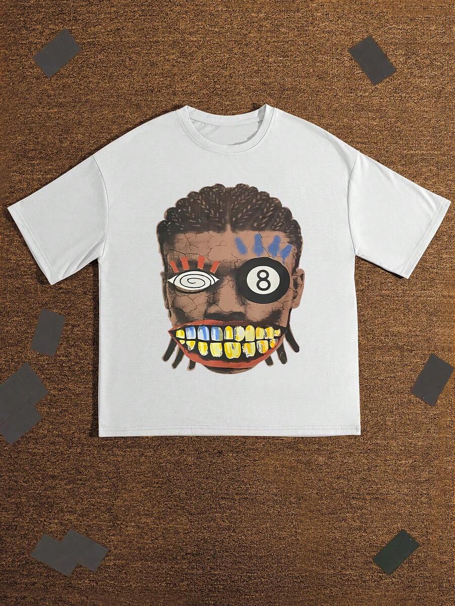 Manfinity Dauomo Men's Summer Casual Figure Print Round Neck Short Sleeve T-Shirt