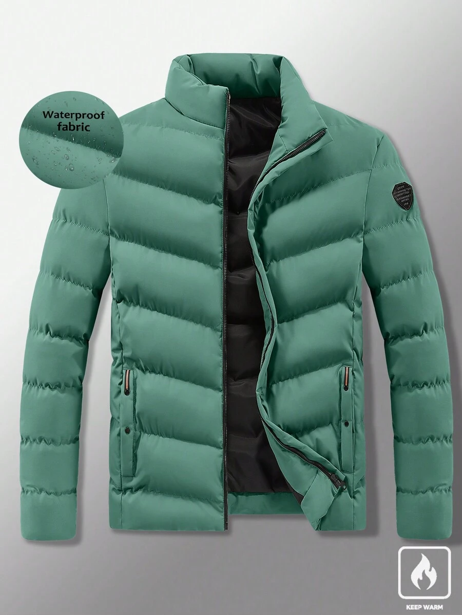 Manfinity Homme Men Loose Fit Winter Zip Up Stand Collar Padded Coat