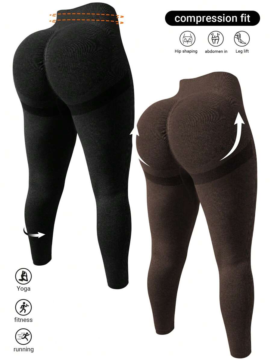 SHEIN Sport Studio Plus Size Seamless Slim-Fit Sports Yoga Pants