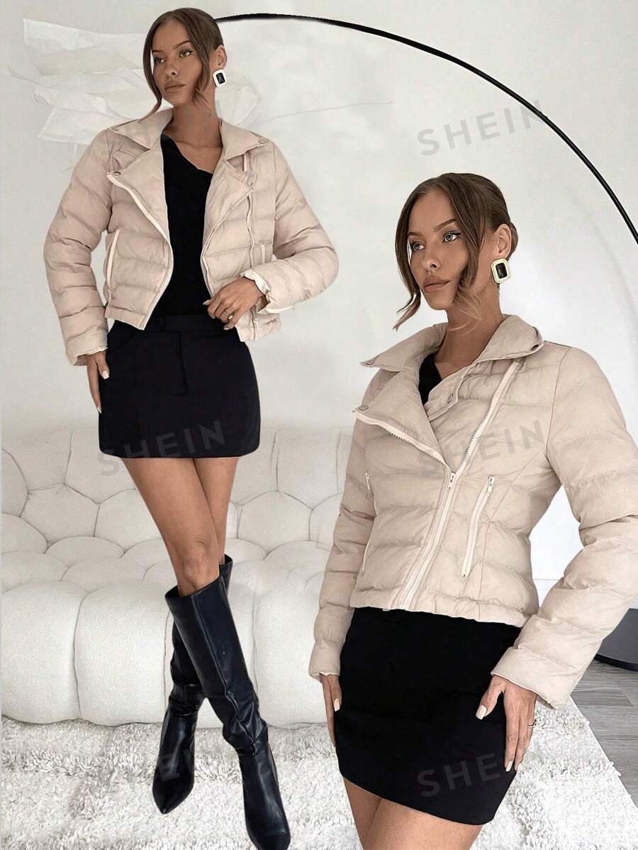 Calvaya Abrigo acolchado con cremallera, casual de uso diario, ropa de invierno
